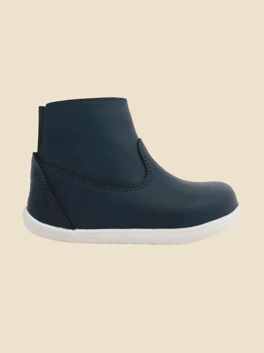 Step Up No 18-22 Paddington Kids Leather Boots with Zipper Navy Blue
