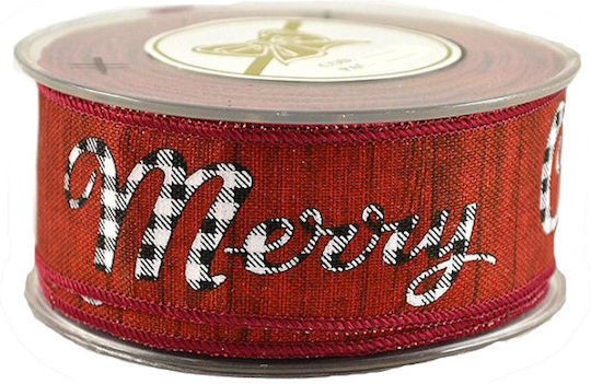 Χριστουγεννιάτικη Κορδέλα Christmas" Υφασμάτινη Κόκκινη 900cm