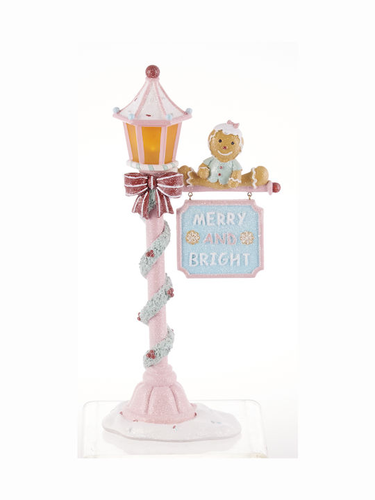 Iluminată De Crăciun Plastică Figurină Candy Roz Înălțime 36cm.