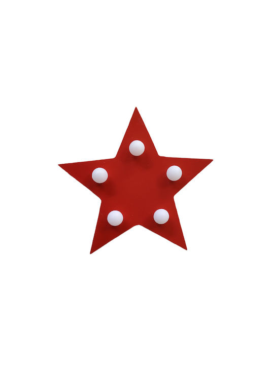 Wood Illuminated Christmas Decorative Pendant Star Red