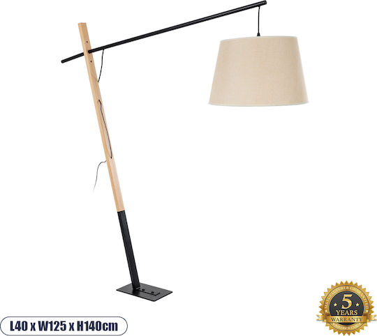 GloboStar Kelsie Stehleuchte H140xB40cm. mit Fassung für Lampe E27 Schwarz