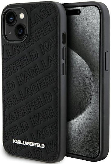 Karl Lagerfeld Quilted K Pattern Umschlag Rückseite Kunststoff Schwarz (iPhone 15 Plus / 16 Plus)