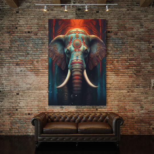 Blue Elephant Πίνακας σε Καμβά 45x65cm