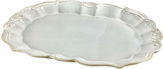 La Belle Maison Servierplatte Oval Keramik Weiß 36x24cm 1Stück