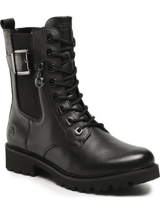 Leder Stiefeletten Damen Schwarz
