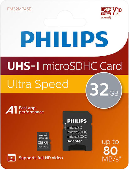 Philips Philips microSDHC 32GB U1 UHS-I 10MB/s mit Adapter