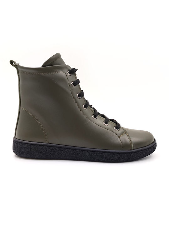 Twist Leder Damen Knöchelstiefel Khaki