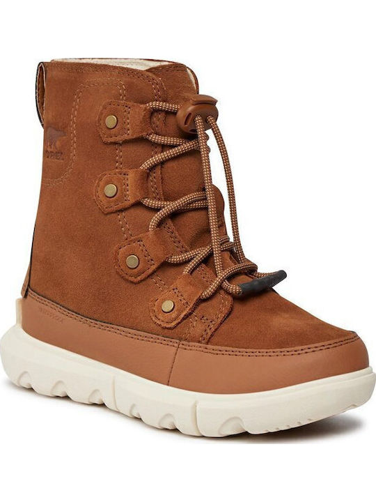 Kids Snow Boots with Laces Brown