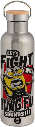 Koupakoupa Minions Let's Fight With Kung Fu Sounds Παιδικό Παγούρι από Αλουμίνιο Minions Ασημί 750ml