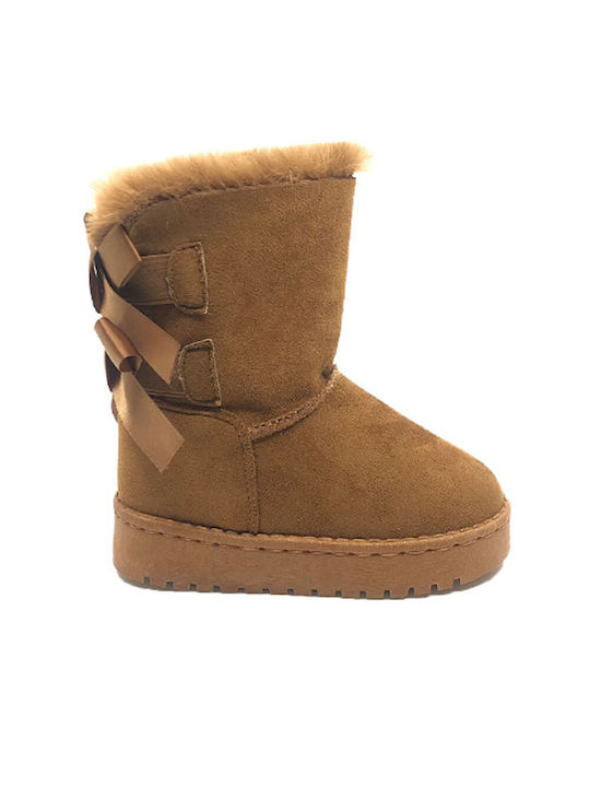 Queen Accessories Kids Suede Boots Tabac Brown