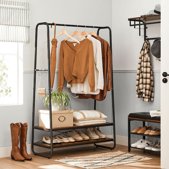 Entry Furniture with Shoe Rack Rustic Brown and Black 100x45x160cm
