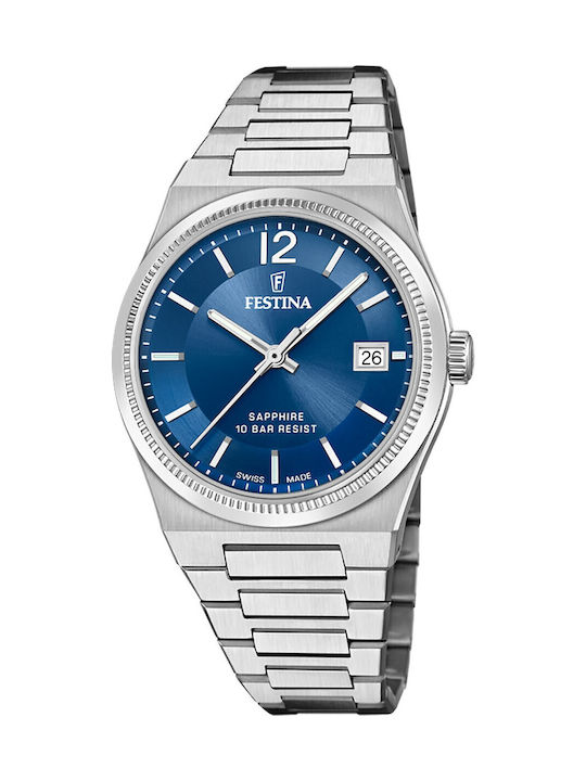 Festina Γυναικείο Ρολόι 35mm Μπαταρίας με Ασημί...