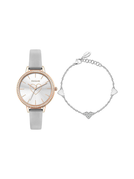 Oui & Me Watch with Gray Leather Strap