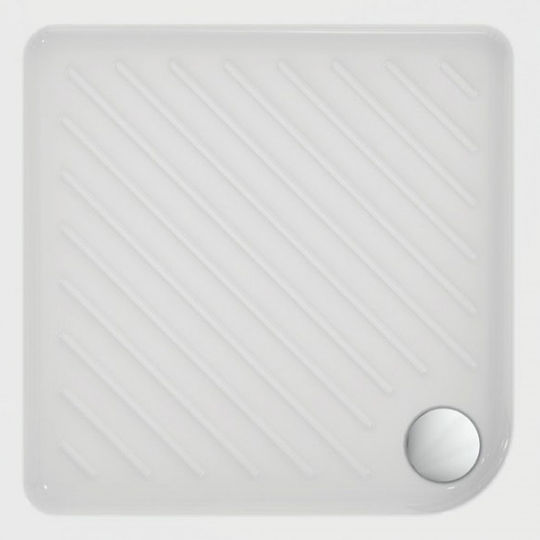 Ideal Standard Square Ceramic Shower White 75x75x4cm
