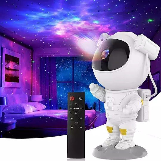 Led Περιστρεφόμενο Παιδικό Φωτιστικό Projector με Προβολή Αστεριών Λευκό