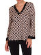 Derpouli Women's Blouse Long Sleeve with V Neckline vanilla