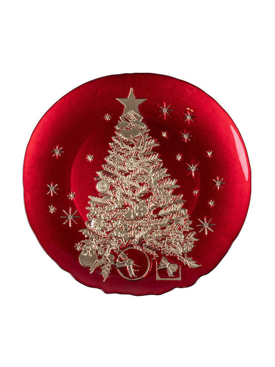 Christmas Plate Glass Red L34xW2.5cm 1pcs