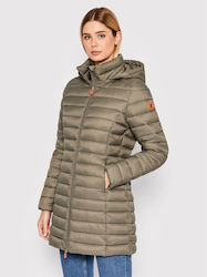 Save The Duck Women's Short Puffer Jacket for Winter Πράσινο.