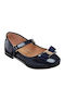 Kids Patent Leather Ballerinas with Hoop & Loop Closure Blue