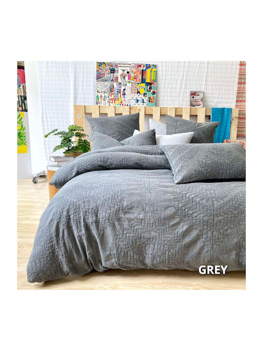 Down Town Home Duvet Cover Set Cotton Satin Queen with 2 Pillowcases 250x260 Pacific 383 Grey