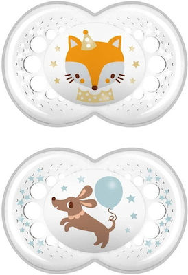 Mam Orthodontic Pacifiers Silicone Original Fox/ Doggy Transparent for 16+ months 2pcs