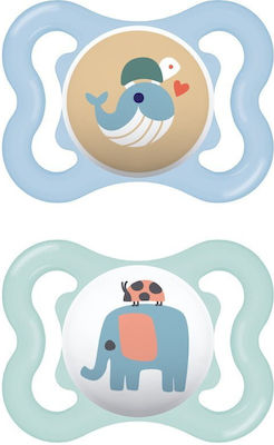 Mam Orthodontic Pacifiers Silicone Air Elephant Light Blue-Mint for 2-6 months 2pcs