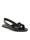 Tia Leder Flache Sandalen für Damen in Schwarz Farbe