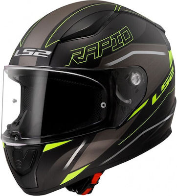 LS2 Ff353 Rapid Ii Full Face Helmet ECE 22.06 1300gr Rokku Matt Black/H-V Yellow