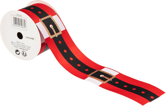 Χριστουγεννιάτικη Κορδέλα Santa's Belt Υφασμάτινη Κόκκινη 300x5cm