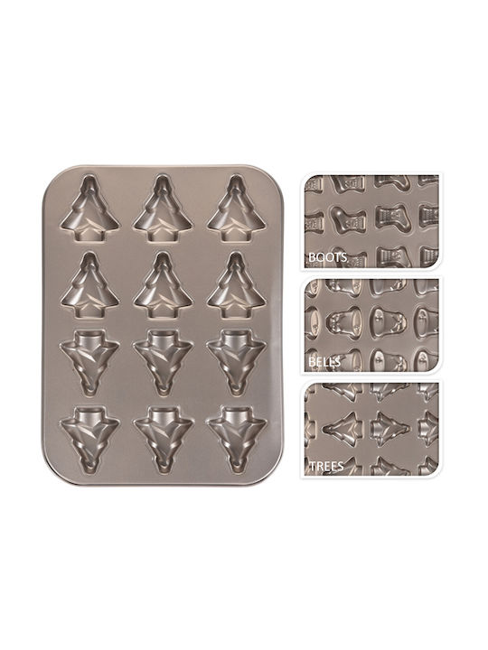 Bells Christmas Sweets Pan/Mold Metallic Brown L34.5xW26xD2cm.