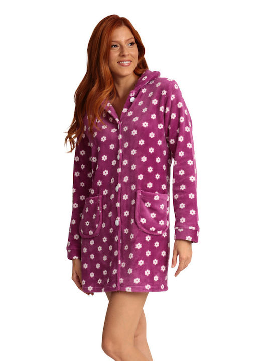 Lydia Creations Women's Winter Fleece Pajama Robe Purple