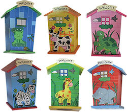 XMASfest Children's Money Box Wooden in Various Designs 12x9x6cm (Various Designs)