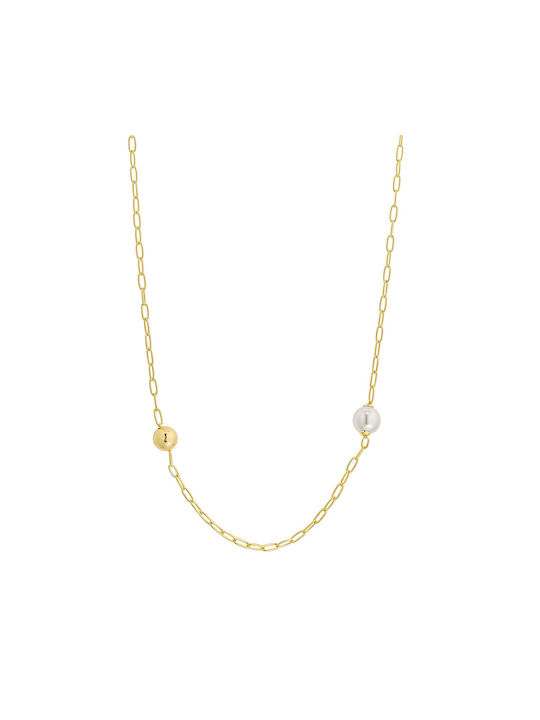 Vogue Necklace from Gold Plated Silver with Pearls