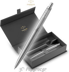 Parker Jotter Xl Set de Stilouri Pix din Oțel Gri într-un set de stilouri (într-o casetă de hârtie)