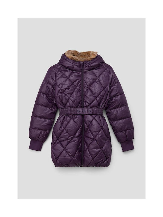 S.Oliver Kids Quilted Jacket with Hood Purple