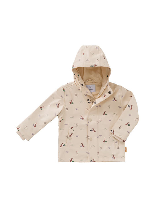 Waterproof Kids Casual Coat with Lining and Hood Beige