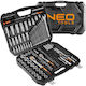 Neo Tools Set de chei tubulare și clichet 1\2" & 1\4" & 3\8" 219buc