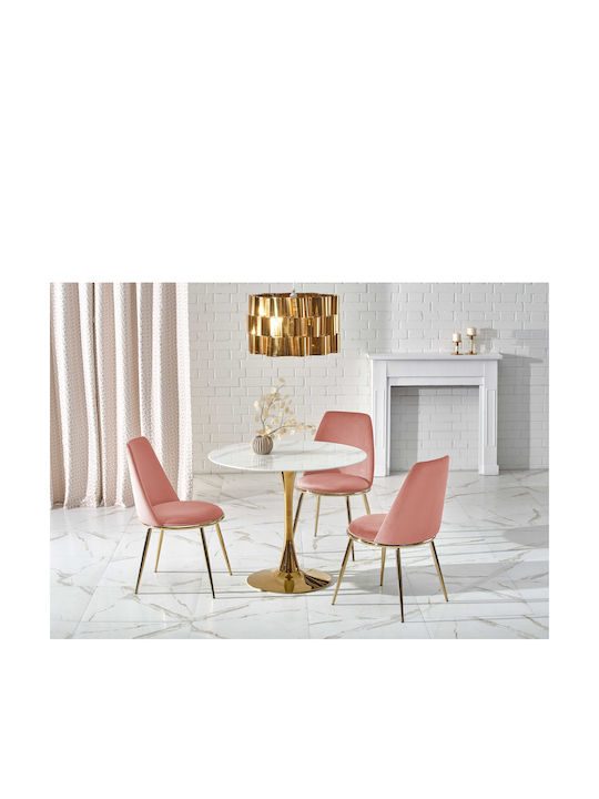 Casemiro Round Table Dining Room with Marble Surface White 90x90x75cm