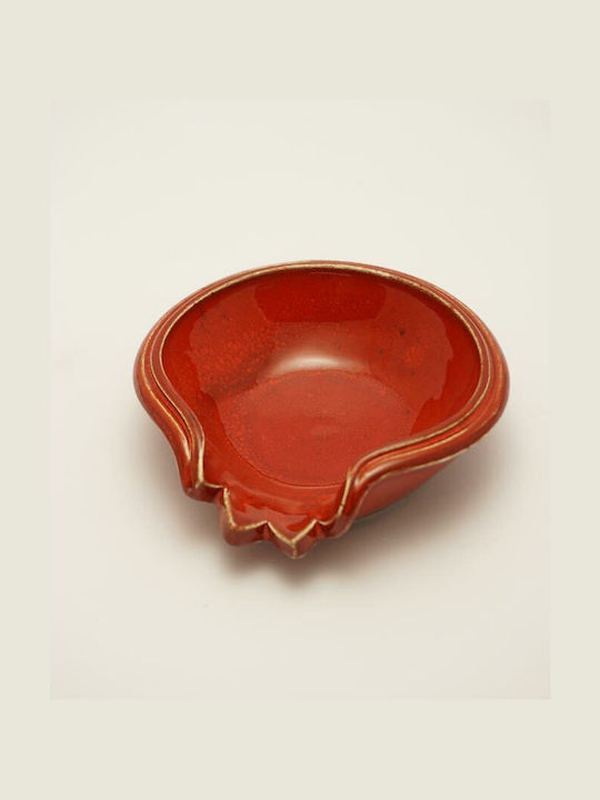 Handmade Table Ceramic Plate 'Pomegranate' Red 13x14x4