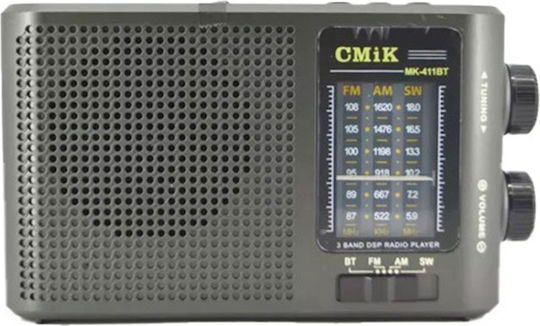 CmiK MK-011 Ραδιοφωνάκι Μπαταρίας με Bluetooth Ασημί