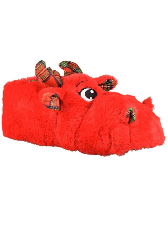 Yfantidis Animal Print Women's Slippers in Red color