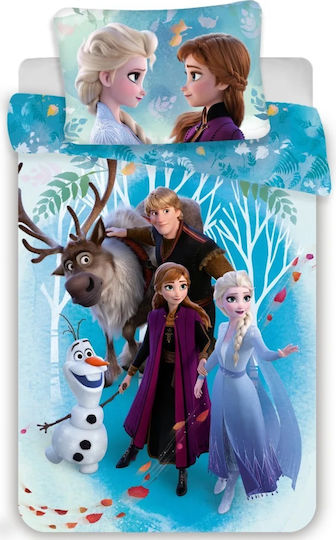 Disney Frozen Σετ Παιδική Παπλωματοθήκη Μονή με Μαξιλαροθήκη Μπλε 140x200εκ.