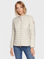 Save The Duck Women's Short Puffer Jacket for Winter Beige