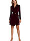 M562 Mini Abendkleid Hemdkleid Samt Burgundy