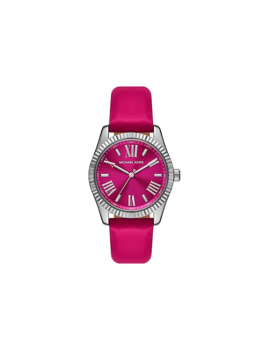 Michael Kors Lexington Watch with Fuchsia Leather Strap