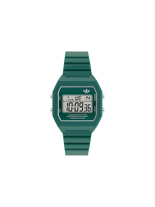 Adidas Digital Watch with Rubber Strap Green