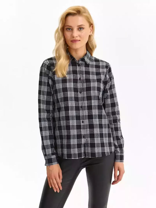 Make your image Women's Checked Long Sleeve Shirt Black