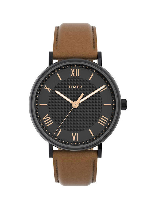 Timex Southview Watch Battery with Brown Leather Strap