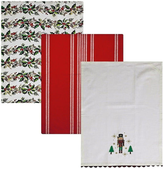 Kentia Snow Set Weihnachtliche Servietten Beige L60xB40cm. 3Stück