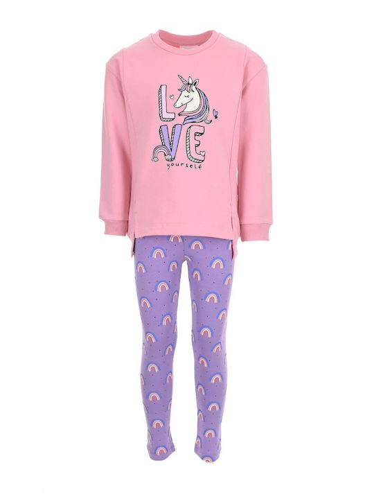 Trax Kinder Set mit Leggings Winter 3Stück pink-purple